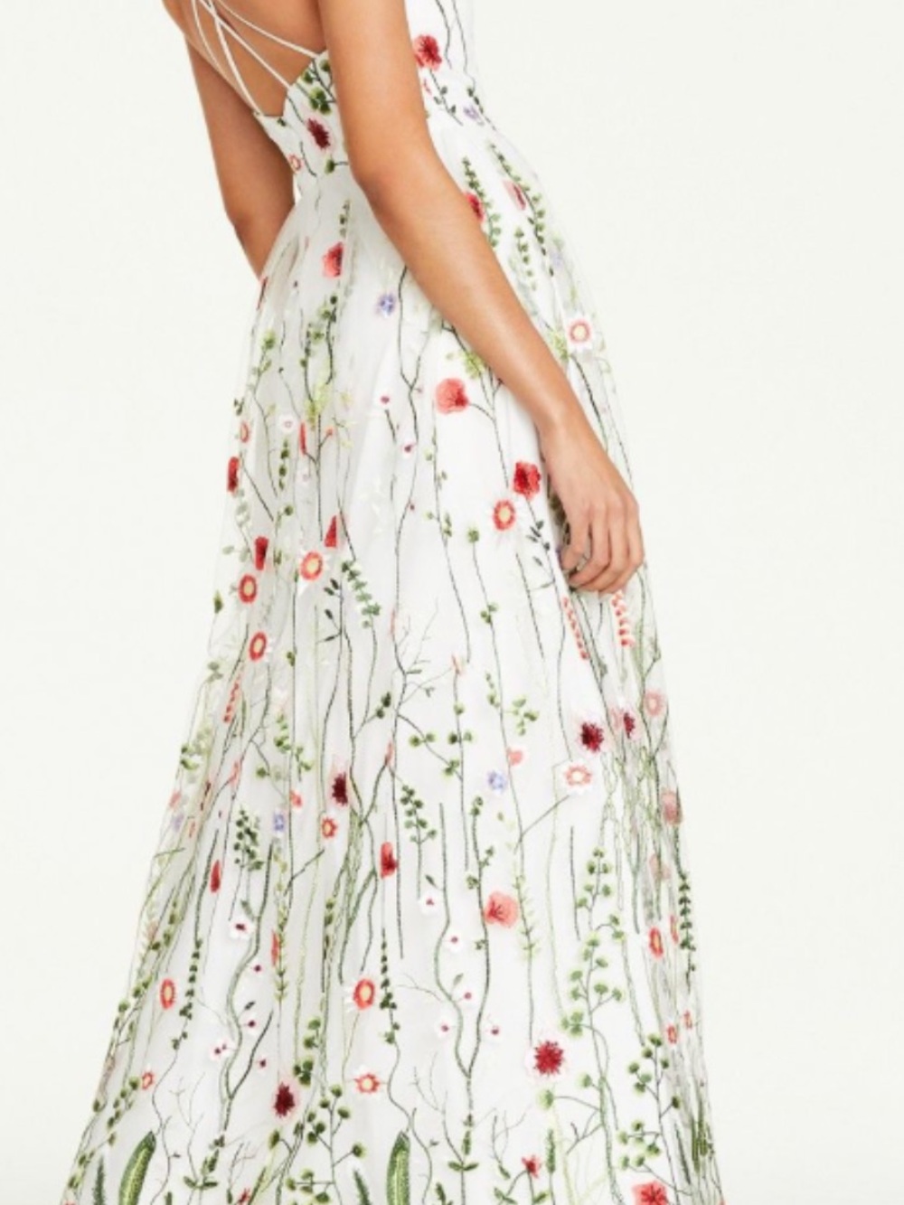 City Studio White Floral Embroidered Maxi Backless Wedding Party Dress Size 0